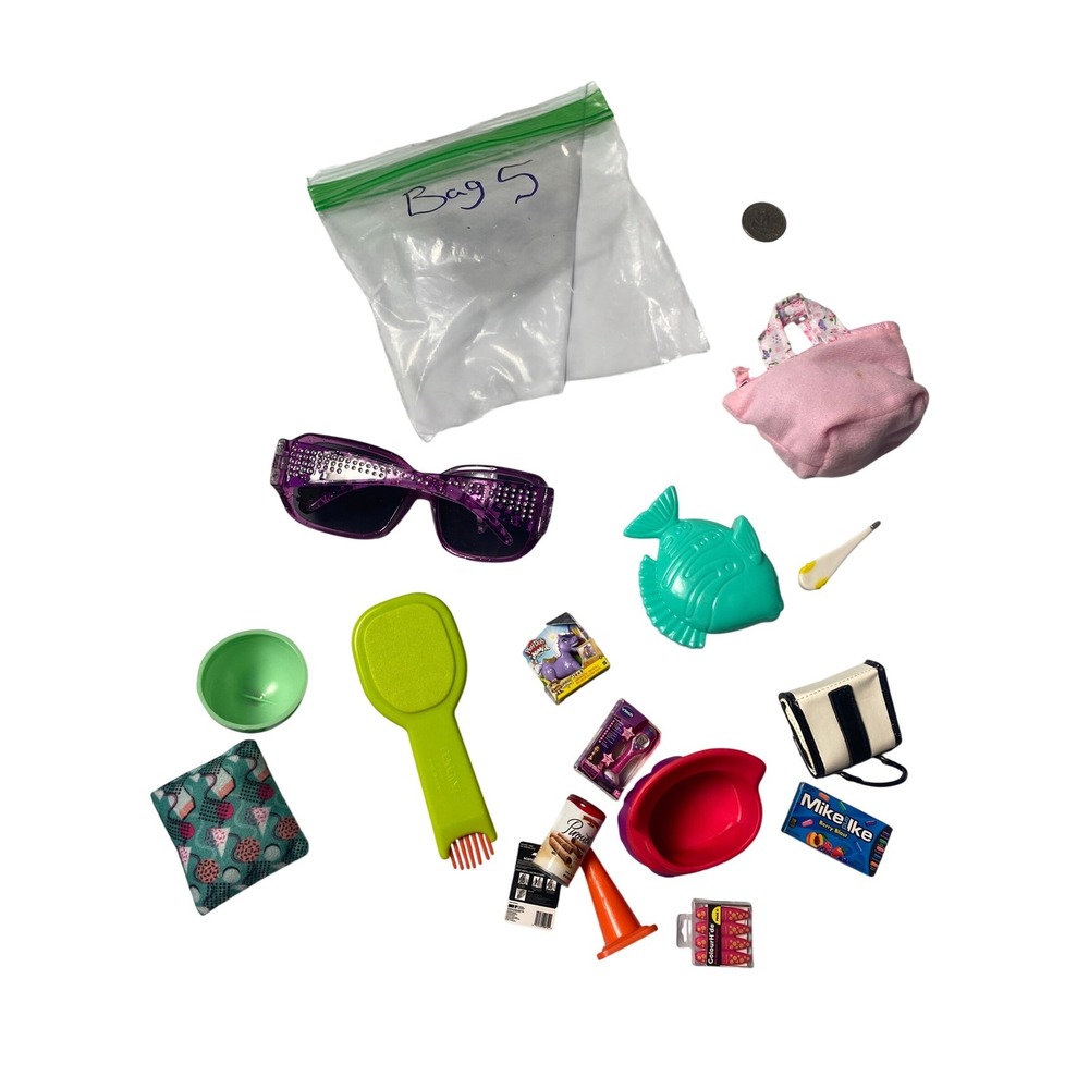 Mixed Doll Accessories Lot Mini Brands Sunglasses Purse Hairbrush Toys Bag 5‎
